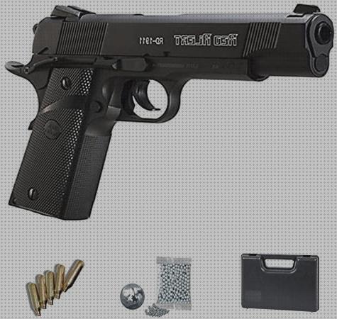 Review de pistolas airsoft gas blowback balines plomo 1911